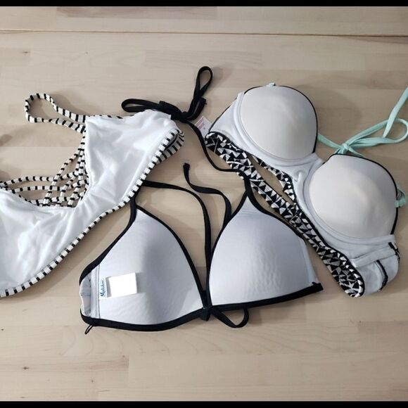 Black Green Multicolor Underwire Padded Triangle Swimwear Lot Of 3 Bikini Top M - Picture 10 of 15